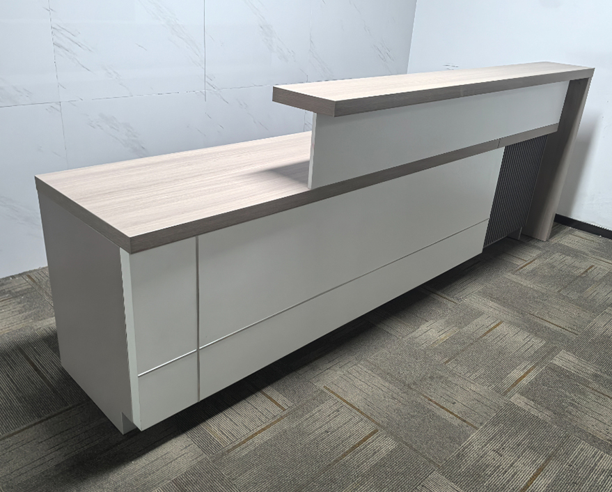 95成新板式前台接待台板式咨询台服务桌办公迎宾桌现代简约收银台吧台