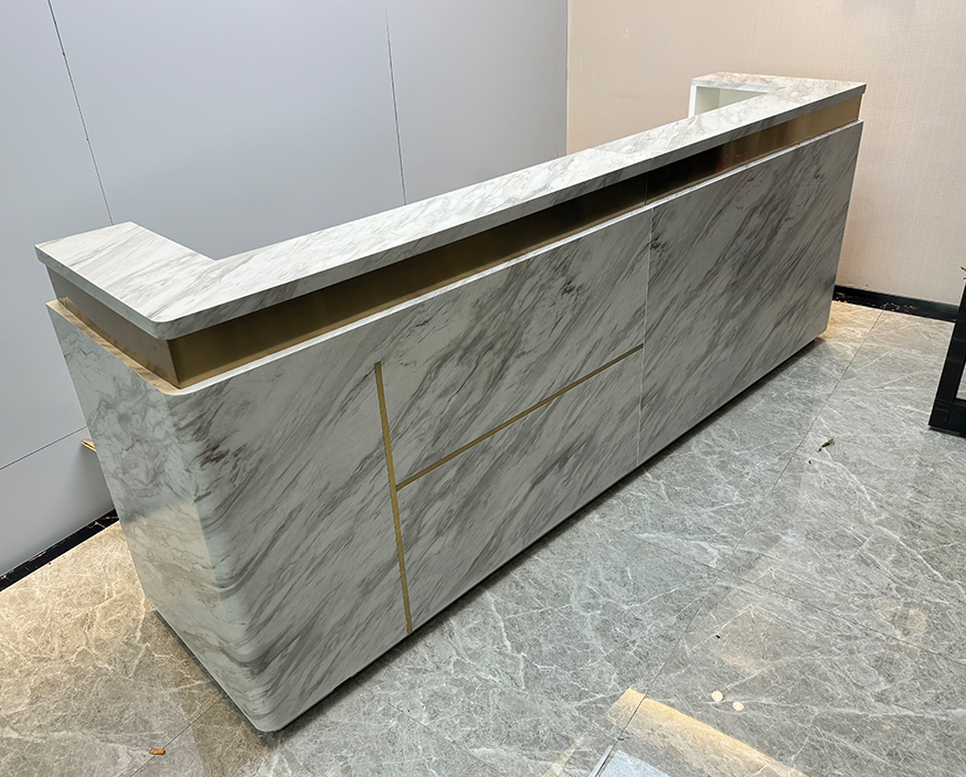 9成新板式前台接待台板式咨询台服务桌办公迎宾桌现代简约收银台