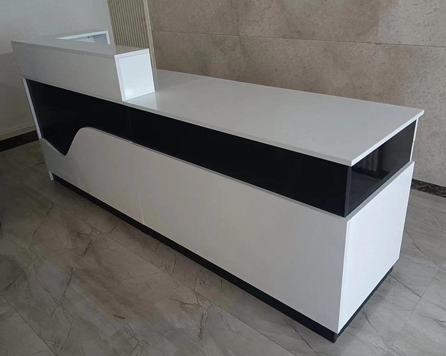 9成新烤漆前台接待台板式咨询台服务桌办公迎宾桌现代简约收银台吧台