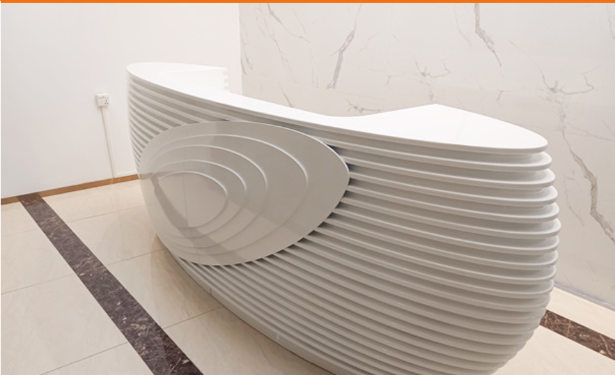 二手公司前台接待台创意大理石收银台简约现代吧台办公桌咨询柜台迎宾台