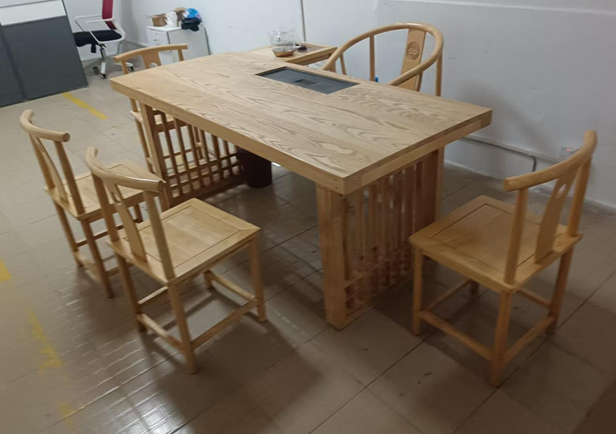 二手实木大板茶桌椅组合原木厚板原色新中式简约禅意办公功夫茶台